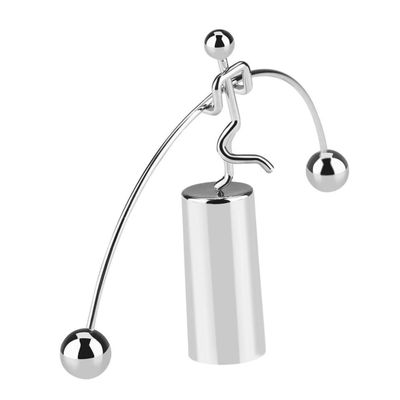 YARNOW Small Iron Men Weightlifting Tumbler Balance Ornament Creative Desktop Sportsman Decor for Unique Newton Physics Design Fun Iron Art Decoration