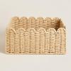 Scalloped Basket, Handwoven Seagrass & Wicker Storage Bins for Bathroom, Nursery, Shelves - Textured Decor Organizer with Curved Edges (Seagrass, M-14"10.6"6") view 1