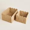Scalloped Basket, Handwoven Seagrass & Wicker Storage Bins for Bathroom, Nursery, Shelves - Textured Decor Organizer with Curved Edges (Seagrass, M-14"10.6"6") view 2