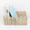 Scalloped Basket, Handwoven Seagrass & Wicker Storage Bins for Bathroom, Nursery, Shelves - Textured Decor Organizer with Curved Edges (Seagrass, M-14"10.6"6") view 3