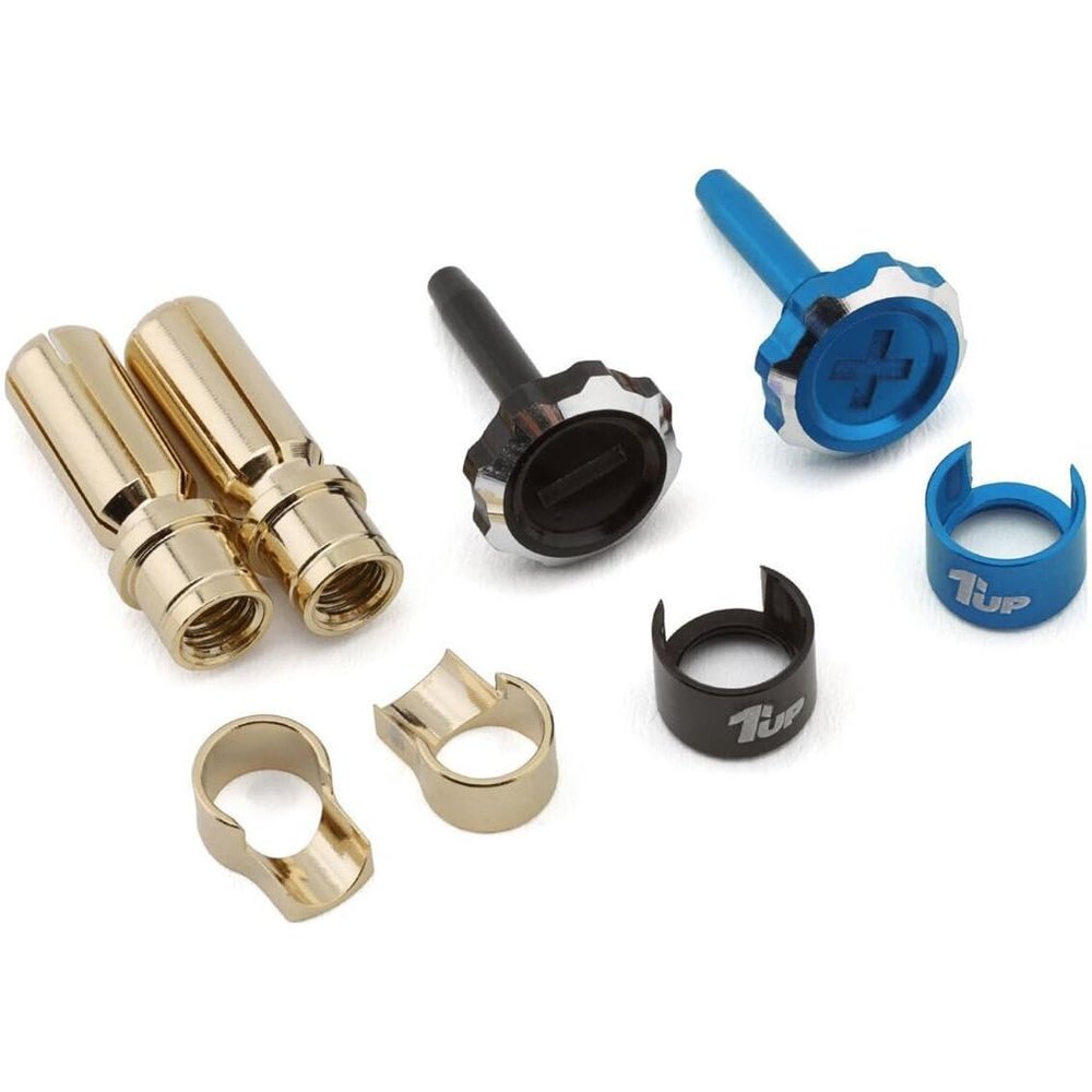 1Up Racing 190451 - Lockdown Adjustable Bullet Plugs, 5mm (2), Blue/Black