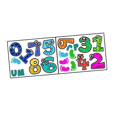 FELTECHELECTR 1set Self-Adhesive Cartoon Number Game Floor Stickers for Boys and Girls Fun Home Decor Lattice Design Educational Playroom Decor Stimulates Imagination and Social Skills