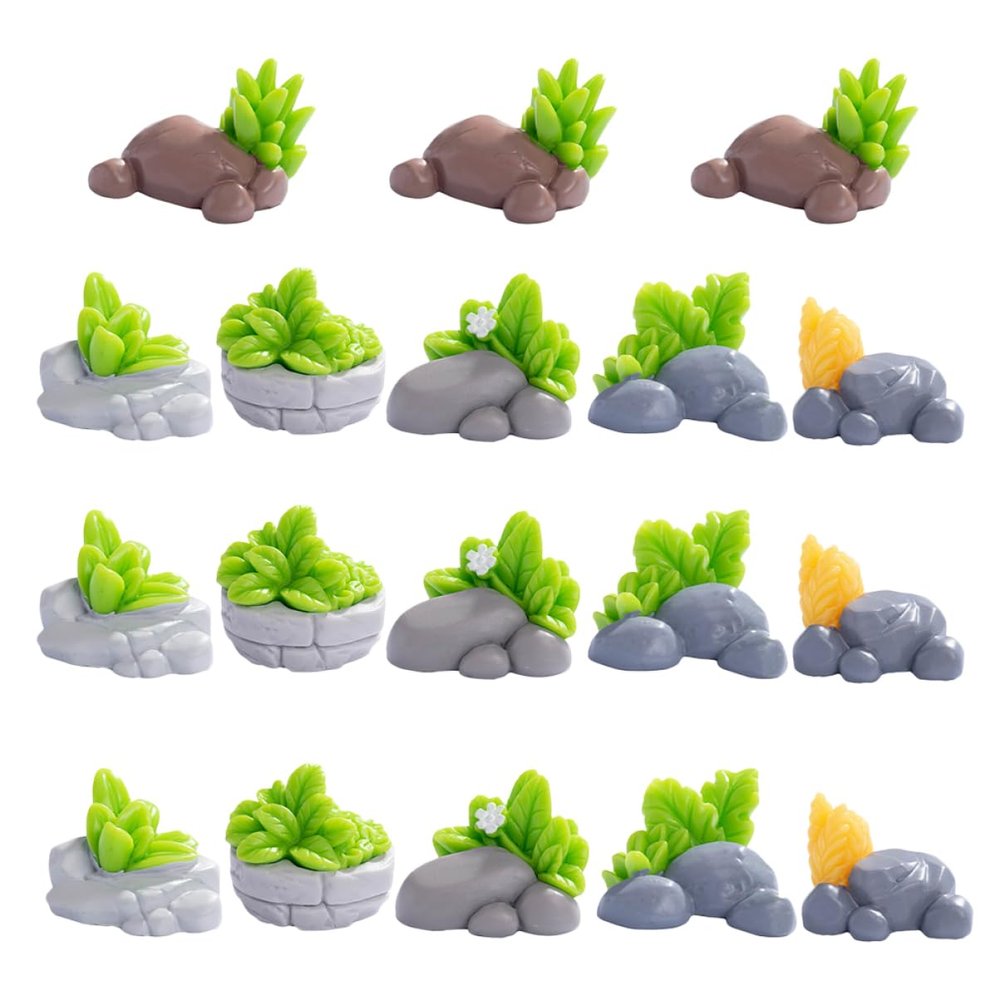 18pcs Miniature Resin Rocks for Grass Landscape Decorative Stone Statues for Terrarium and Bonsai Creative Zen Garden Accessories for Garden Decor