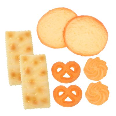 Kisangel 8pcs Realistic Cookie Models for Decoration Lifelike Artificial Food Props for Home Kitchen Bakery and Photography Includes Cream Cookies Heart-Shaped Round and Soda Biscuits