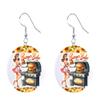 Retro Pinup Girl, Burger Babe design, BBQ, Waitress, Restaurant, 1 inch Button Earrings Jewelry view 1