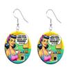 Retro Pinup Girl, Funny Coffee design, Waitress, Restaurant, 1 inch Button Earrings Jewelry view 1