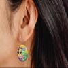 Retro Pinup Girl, Funny Coffee design, Waitress, Restaurant, 1 inch Button Earrings Jewelry view 2