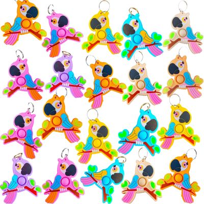 24 Packs Bulk Birds Animal Mini pop Fidget KeychainBirthday Party Favors Supplies and Classroom Summer Student Prize Gifts