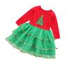 Ipetboom 1pc Christmas Tutu Dress for Girls Sparkling Sequin Xmas Tree Pattern Lightweight Tulle Skirt for Holiday Dress-up and Parties Soft and Comfortable Multi view 1