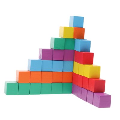 Homoyoyo 50pcs Colorful Wooden Craft Cubes for Projects Square Blocks for Art and Building Smooth Finish for Boys and Girls Crafts and Imaginative Play