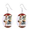 Retro Pinup Girl, Hot Off The Grill design, BBQ, Waitress, Restaurant, 1 inch Button Earrings Jewelry view 1