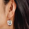 Retro Pinup Girl, Hot Off The Grill design, BBQ, Waitress, Restaurant, 1 inch Button Earrings Jewelry view 2