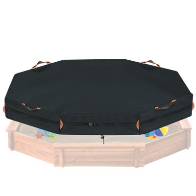 Octagon Sandbox Cover, 600D Waterproof Oxford Cloth with Two Warning Sign Carry Handles and a Circle of 7 Meters Windproof Buckle,Elastic Drawstring Double Layer Windproof.(85" L x 78" W x 9" H)