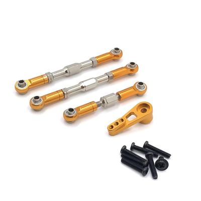 3PCs Metal Steering Rocker Rod Linkage with Serve Arm for 1/12 Wltoys 12402 RC Car Upgrade Parts Universal(Gold)
