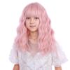 DUDUWIG Children Pastel Pink Wig Kids Short Light Pink Wavy Curly Wigs Girls Wig with Air Bangs Synthetic Cosplay Hair Wigs view 2