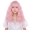 DUDUWIG Children Pastel Pink Wig Kids Short Light Pink Wavy Curly Wigs Girls Wig with Air Bangs Synthetic Cosplay Hair Wigs view 3