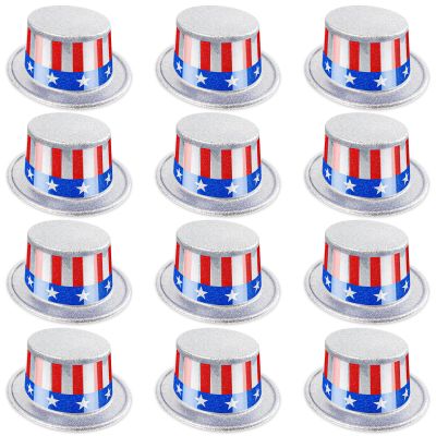 12 Pcs Independence Day Hat American Flag Top Hats Patriotic 4th of July Hats for Men Women Independence Memorial Day Party Costume Accessories