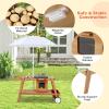 GLACER Outdoor Kids Kitchen Play Set, Wooden Mud Kitchen Toy w/Realistic Sounds, Wheels, Removable Umbrella & Ample Storage Space, Toddle Cooking Playset for Aged 3+ Years Old (White) view 3