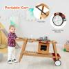 GLACER Outdoor Kids Kitchen Play Set, Wooden Mud Kitchen Toy w/Realistic Sounds, Wheels, Removable Umbrella & Ample Storage Space, Toddle Cooking Playset for Aged 3+ Years Old (White) view 4