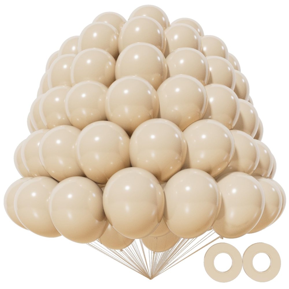 KAWKALSH 200pcs Sand White Balloons 5 Inch, Small Mini Latex Balloons for Party Birthday Baby Shower Anniversary Festival Arch Garland Decoration