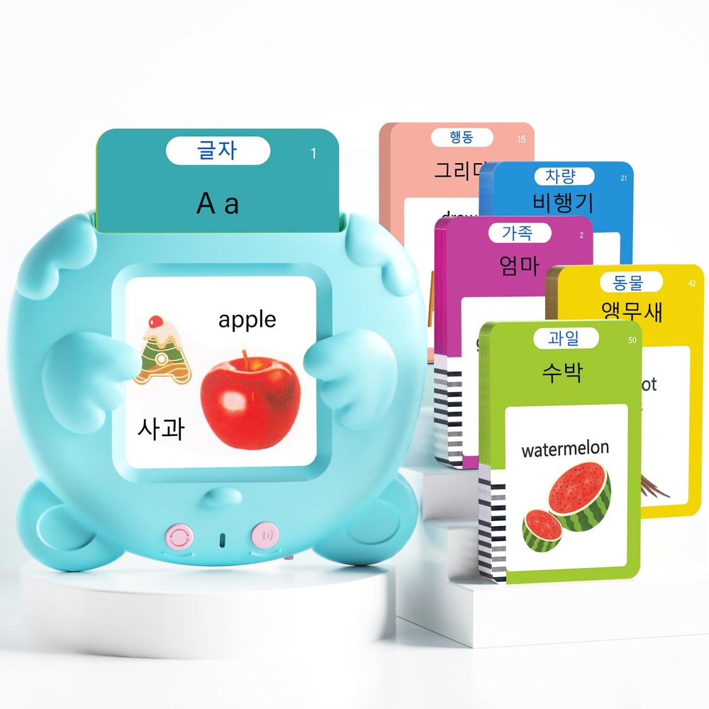 Korean and English Talking Flash Cards for Toddlers, 510 Sight Words Bilingual Learning Toys for Children, Autism Pocket Speech Therapy Toys, Korean Vocabulary Educational Flashcards