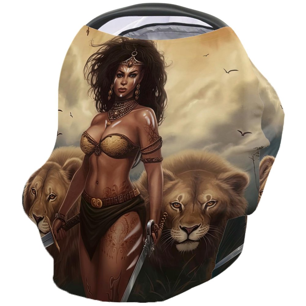 Nursing Cover for Breastfeeding Scarf, Lions Africa Women Baby Car Covers Super Soft Multi Use for Canopy Shopping Cart Cover Blanket Stroller Cover