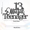 13th Official Teenager Cake Topper, Double Sides Glitter 13 Birthday Cake Pick Decorations Happy Birthday Party Supplies Decorations for Teen Boys Girls (Black) view 2