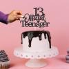 13th Official Teenager Cake Topper, Double Sides Glitter 13 Birthday Cake Pick Decorations Happy Birthday Party Supplies Decorations for Teen Boys Girls (Black) view 4