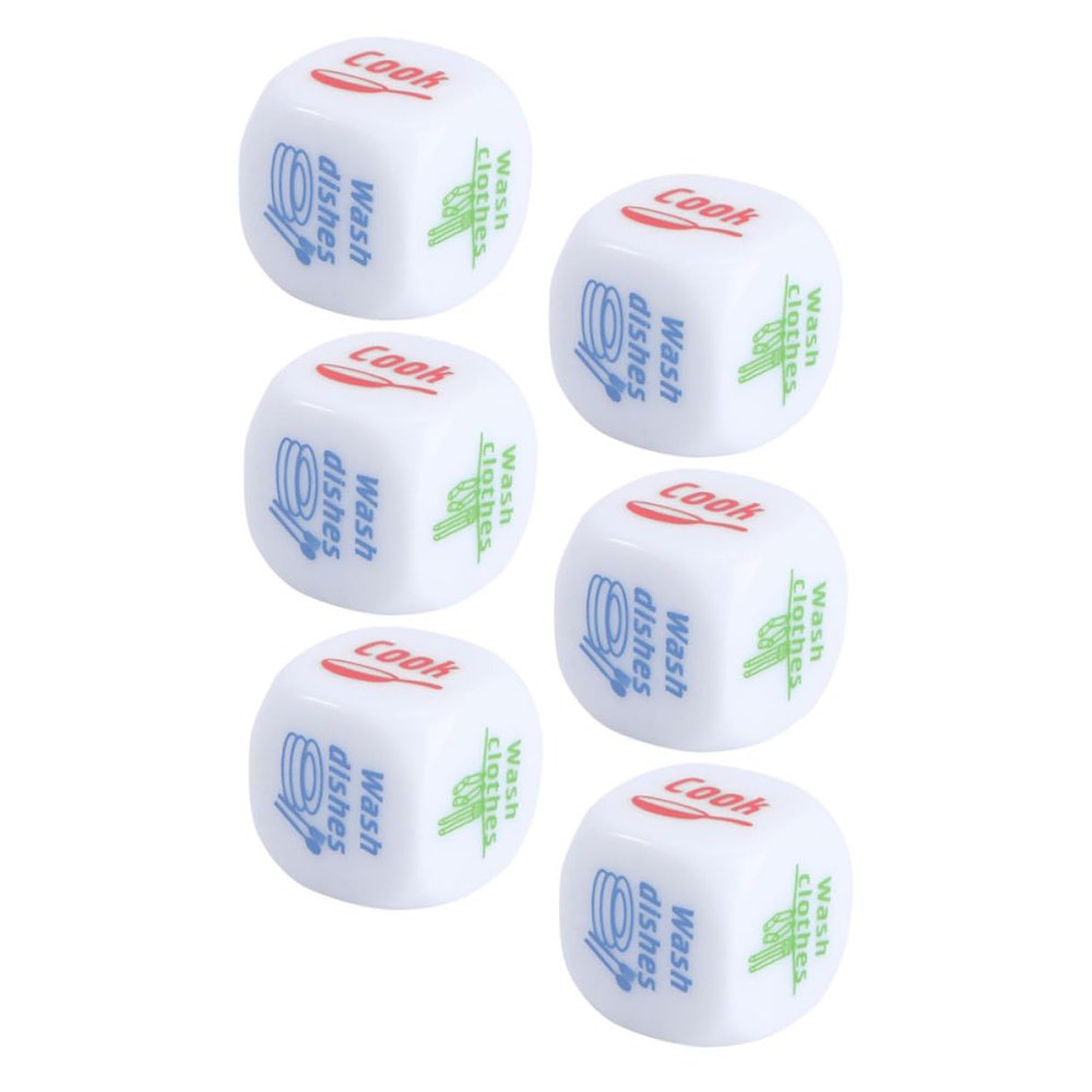 Abaodam 6pcs Acrylic Dice Bright Colors Housework Distribution Game Fun Daily Family Toy