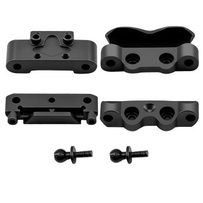 Aluminum Front Bulkhead & Rear Pin Mounts Set for Losi Micro-B & Micro-T Durable CNC Upgrade Parts RC Car Accessories for Performance & Replacement (Black)