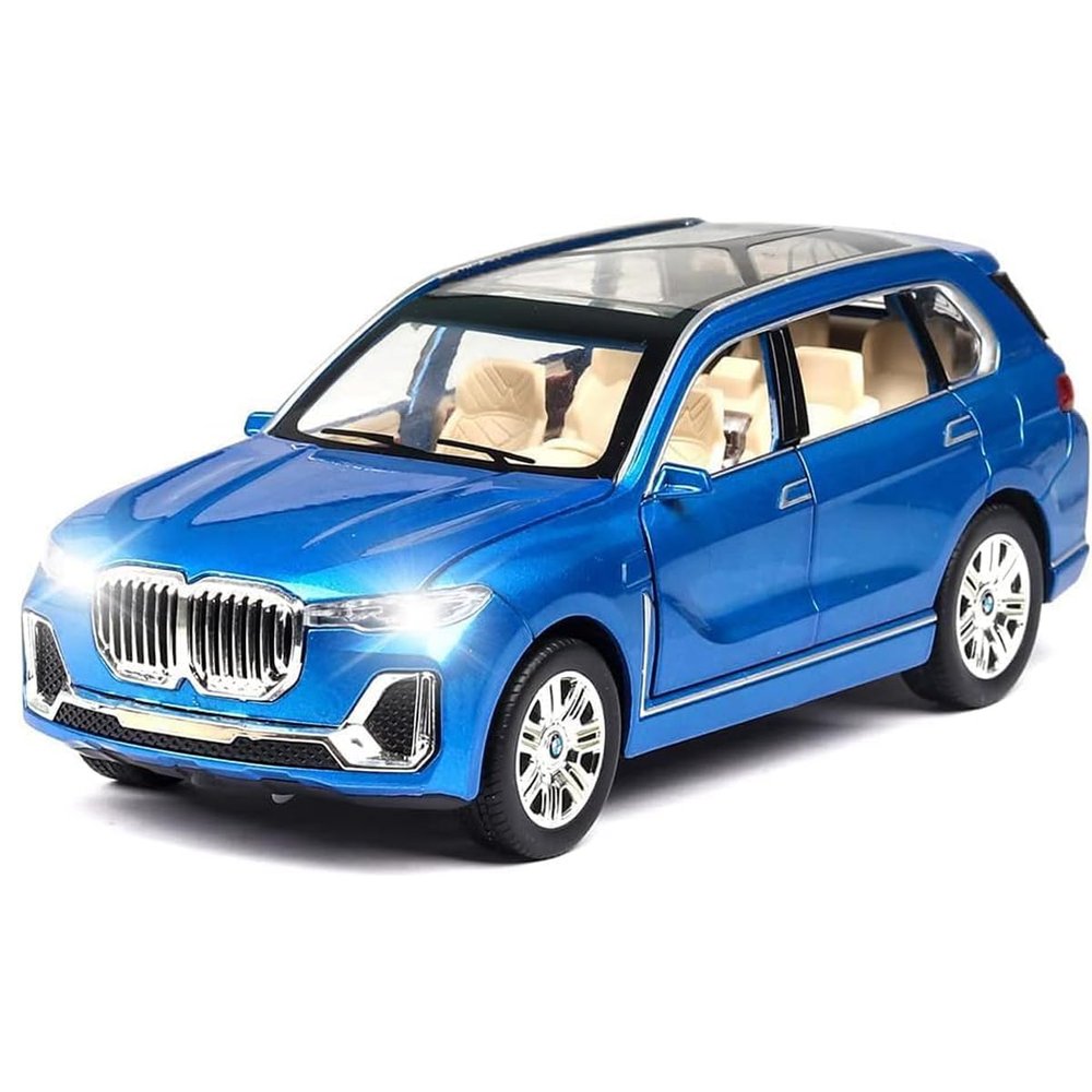 1/24 Toy Cars for X7 SUV Alloy Car Model Diecast Toy Car Model, Pull Back Toy car with Sound and Light for Boys Adults Festival Gift Collectibles (Blue)