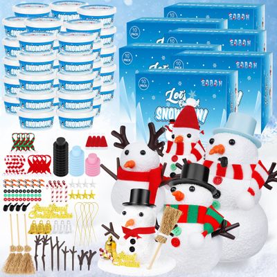 60 Pack Snowman Kit, Christmas Crafts for Kids DIY Kit Bulk, Build a Snowman Set Indoor Decor, Christmas Creative Air Dry Modeling Clay, Xmas Activities Family School Party Snowman Making Supplies
