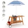 GLACER Outdoor Kids Kitchen Play Set, Wooden Mud Kitchen Toy w/Realistic Sounds, Wheels, Removable Umbrella & Ample Storage Space, Toddle Cooking Playset for Aged 3+ Years Old (Blue) view 1
