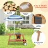 GLACER Outdoor Kids Kitchen Play Set, Wooden Mud Kitchen Toy w/Realistic Sounds, Wheels, Removable Umbrella & Ample Storage Space, Toddle Cooking Playset for Aged 3+ Years Old (Blue) view 3