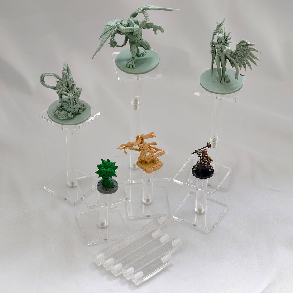 AAiphuwew 6pcs Combat Risers for Flying Miniatures, Adjustable Height Multi-Tiered Raised Platforms Flying Miniatures Combat Riser for Tabletop RPG and Board Games