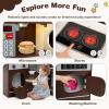 GLACER Play Kitchen, Corner Toy Kitchen w/Sound & Light, Washing Machine, Coffee Maker, Oven, Sink, Storage Shelf, Cook Accessories, Pretend Kids Kitchen Playset, Gift for Boys Girls Aged 3+ (Brown) view 2