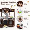 GLACER Play Kitchen, Corner Toy Kitchen w/Sound & Light, Washing Machine, Coffee Maker, Oven, Sink, Storage Shelf, Cook Accessories, Pretend Kids Kitchen Playset, Gift for Boys Girls Aged 3+ (Brown) view 3