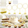 110PCS Party Chocolate Decoration Set with Gold Goal Posts Gold Candle and Golden Wings Cupcake Toppers Wings Chocolate Decoration for Birthday Theme Party Supplies view 1