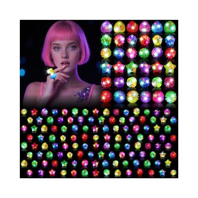 Mikulala 90 Pack Light Up Rings Party Favors for Kids, Glow in The Dark Party Supplies, Goodie Bag Stuffers Classroom Prizes, Carnival Concert Gifts Rave Accessories