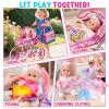 Golray 12 in Baby Doll Toys Set with Stroller for 3 4 5 6 Year Old Girl - 26pcs Babydoll with Accessories Quilt Pillow/Highchair/2 Clothes, Feeding Nursing Pretend Play Toddler Girl Toy Gift 3-5-7 view 3