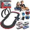 AGM MASTECH Slot Car Race Track Set, High Speed Series Tram Dual Track Set with 4 Licensed Racing Slot Cars, 2 Hand Controls, Track Parts and Lap Counter view 1
