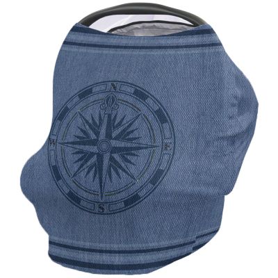 Nursing Cover for Breastfeeding Scarf, Blue Striped Compass Ocean Baby Car Covers Super Soft Multi Use for Canopy Shopping Cart Cover Blanket Stroller Cover