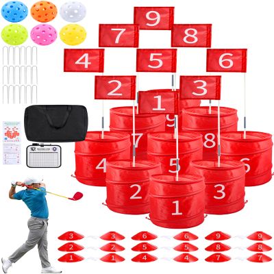 Backyard Golf Game, Portable 9 Hole Outdoor Golf Course for Indoor & Outdoor Play, Yard Golf Practice Game Gifts for Family and Adults, Lawn Beach Yard Park Golfgame for Adults - No Clubs