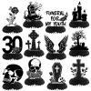 12 Pcs Halloween Death to My 20s Decorations 30th Birthday Party Decoration Rip 20s Black Gothic Honeycomb Centerpieces Funeral for My Youth Table Decoration Table Topper for Party Favors Supplies view 1