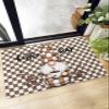 Indoor Doormat Farm Gnome Coffee Day Beans,Shaggy Floor Mat with Non-Skid Backing Classic Brown Buffalo Plaid,Machine Washable Plush Area Rug Carpets for Kitchen Nursery Bedroom view 1
