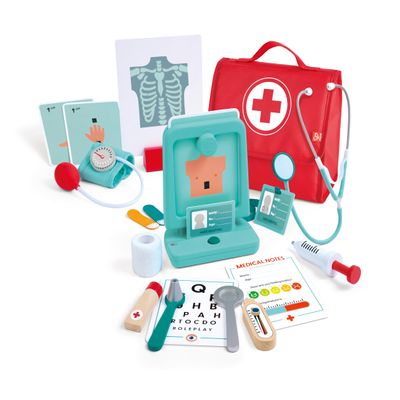 Hape Doctor's Set Realistic Doctor's Case with Functional Accessories, X-Ray Machine, Blood Pressure Monitor, from 3 Years
