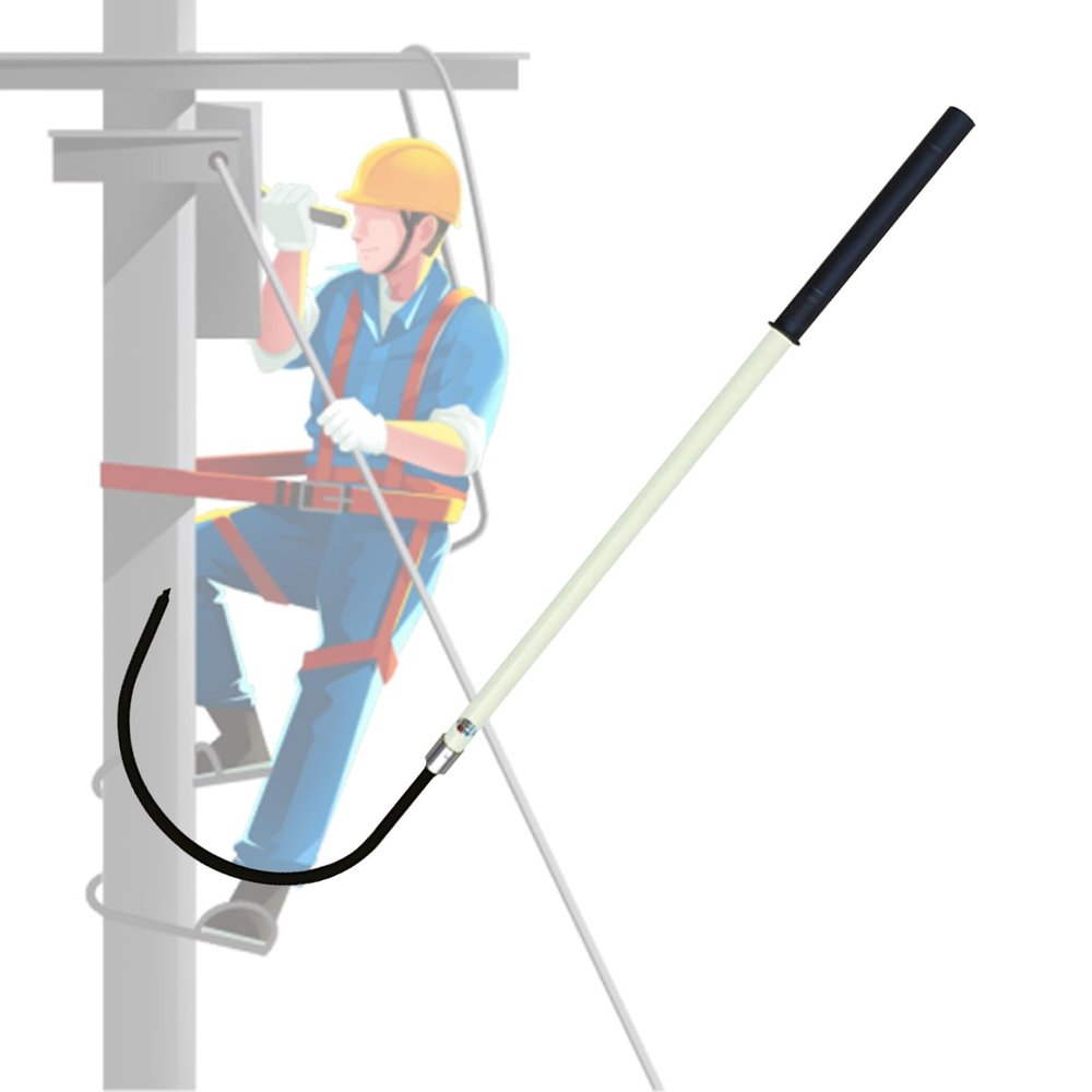 Insulated Electrical Rescue Hook Insulated Handle Rescue Hook, 6 Ft Long 3 5 10 Feet, 16" Opening Yellow Portable Electrical Life-Saving Stick Green Red White, High Voltage Fiberglass Pole 10 35 110 2