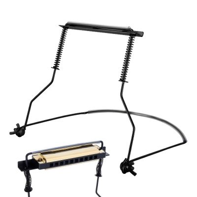 10-Holes Harmonica Support, Harmonica Holder Neck Hands, Adjustable Harmonica Clamp, with Anti-Scratch Felt Pads to Protector Harmonica, Neck Rack Stand Support Accessory for Musicians