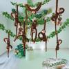 6 Pcs Jungle Theme Party Decorations Hanging Monkey Decor Stuffed Animal with 12 Pcs 7.22ft Artificial Vine Plush Hook and Loop Fastener for Rainforest Safari Birthday Party(Dark Brown,21 Inch) view 1