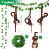 6 Pcs Jungle Theme Party Decorations Hanging Monkey Decor Stuffed Animal with 12 Pcs 7.22ft Artificial Vine Plush Hook and Loop Fastener for Rainforest Safari Birthday Party(Dark Brown,21 Inch) view 3